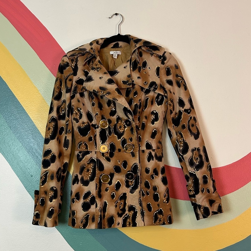 Cache Women's Leopard Print Button Down Jacket Tr… - image 1